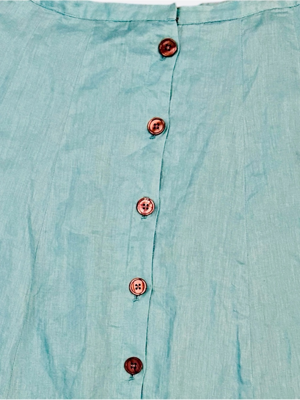J Jill Linen Turquoise Button-Front A-Line Maxi Skirt Lined Medium - Picture 6 of 8